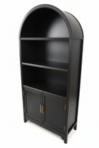Modern Arched Black Bookshelf with Lower Cabinet Storage Multi Market World Inc.