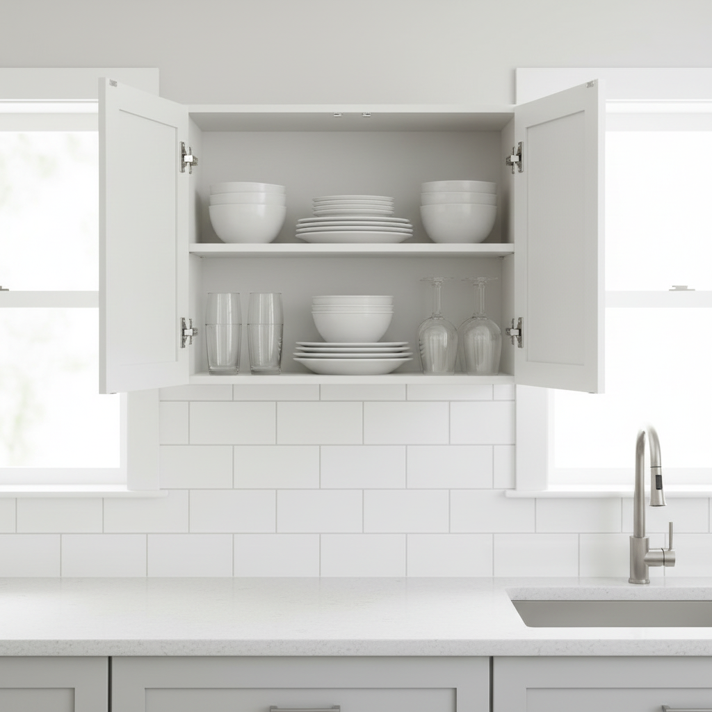 24" Modern Farmhouse Wall-Mounted Bathroom & Kitchen Storage Cabinet, White Floating Cabinet with X-Brace Double Doors Multi Market World Inc.
