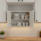 24" Modern Farmhouse Wall-Mounted Bathroom & Kitchen Storage Cabinet, White Floating Cabinet with X-Brace Double Doors Multi Market World Inc.