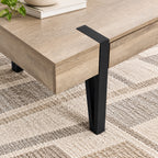 47" Coffee Table with 2 Storage Drawers, Modern Industrial Wood Finish & Black Metal Legs, Natural Oak and Black Multi Market World Inc.