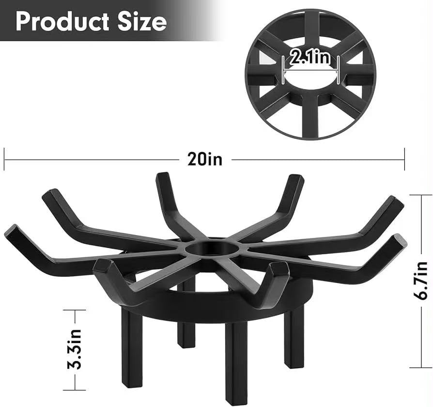 20" Heavy-Duty Round Fire Pit Log Grate, Elevated Steel Firewood Stand Multi Market World Inc.