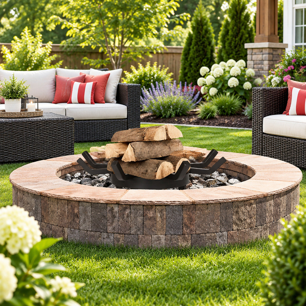 20" Heavy-Duty Round Fire Pit Log Grate, Elevated Steel Firewood Stand Multi Market World Inc.