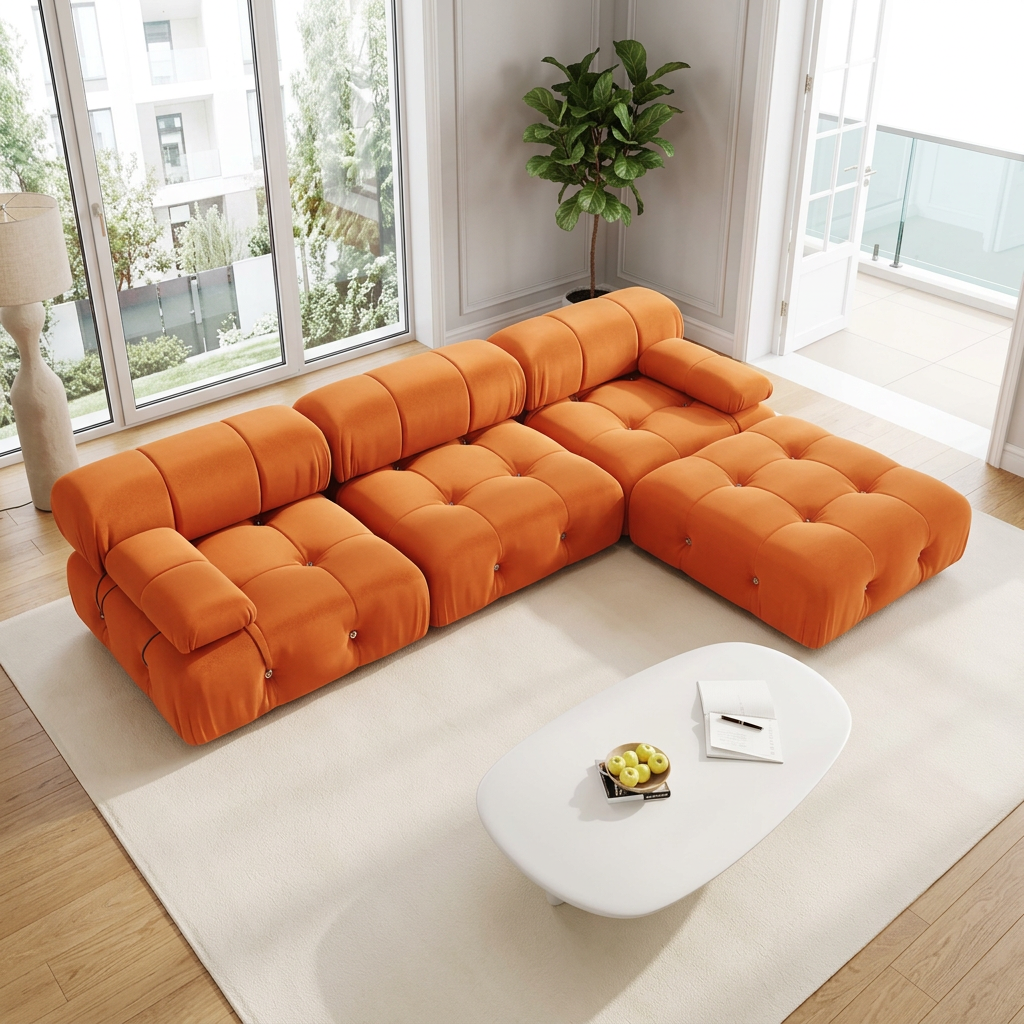 Modern Tufted Modular Sectional Sofa with Chaise – Deep Seating & Low-Profile Design Multi Market World Inc.