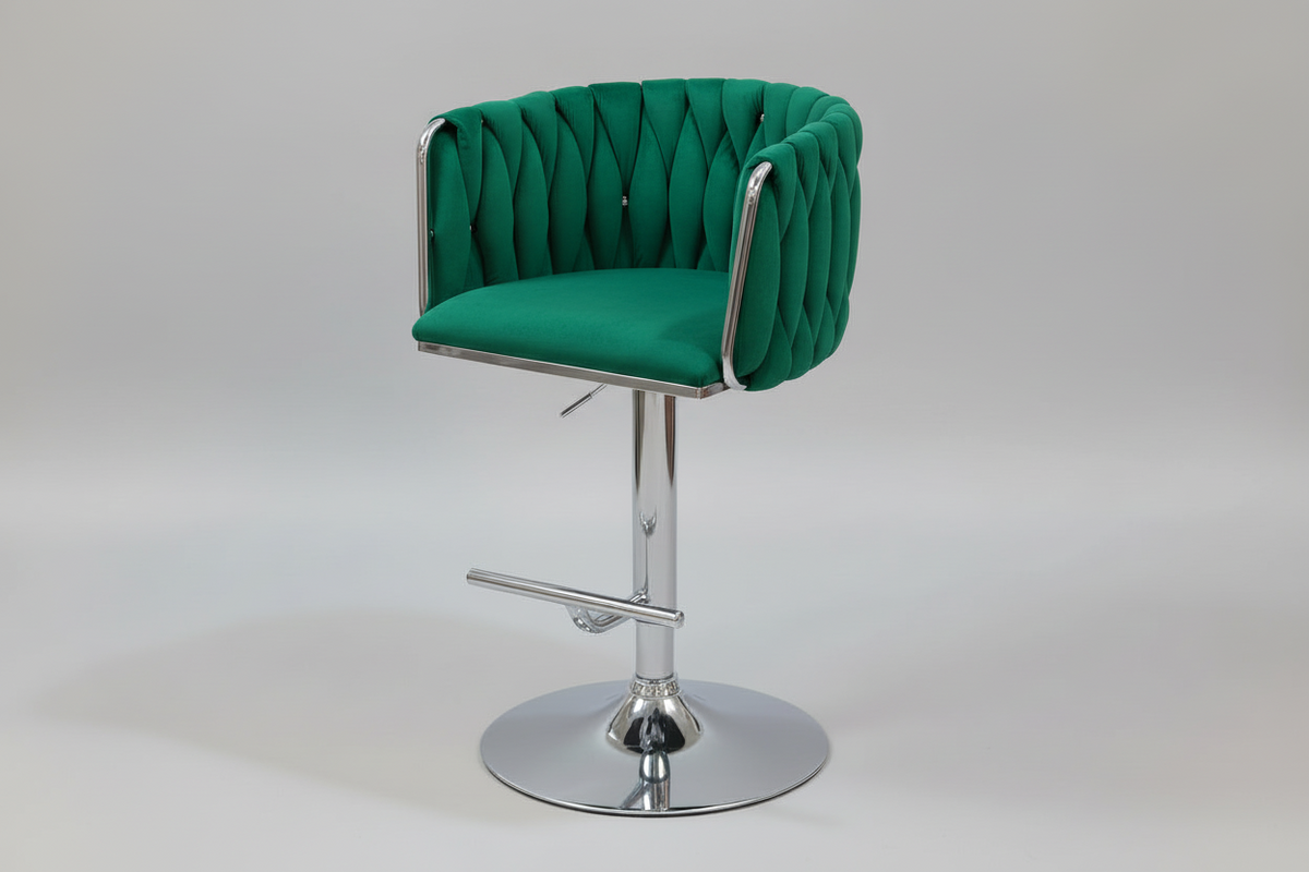 Set of 2 MMW Velvet Adjustable Bar Stool/ Barstools with Silver Base, Tufted High Back Swivel Bar Chair Multi Market World Inc.