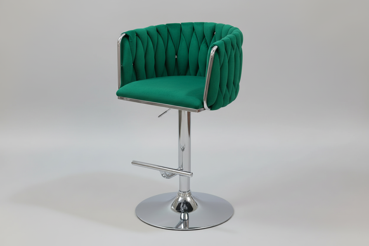 Set of 2 MMW Velvet Adjustable Bar Stool/ Barstools with Silver Base, Tufted High Back Swivel Bar Chair Multi Market World Inc.