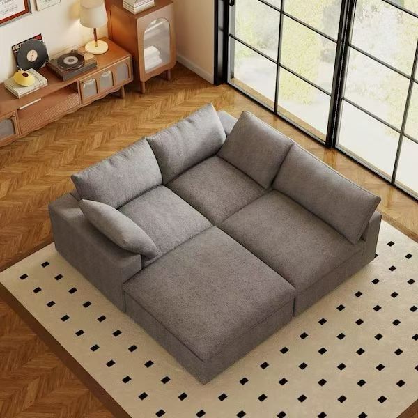 Cloud Sofa,  120" Modular Sectional with Reversible Ottoman, light grey Multi Market World Inc.