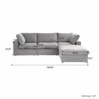 Cloud Sofa,  120" Modular Sectional with Reversible Ottoman, light grey Multi Market World Inc.