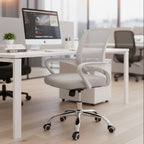 Oversized Mesh Office Chair, 22" Wide Armrests, Heavy-duty Metal Chome Base, light grey Multi Market World Inc.