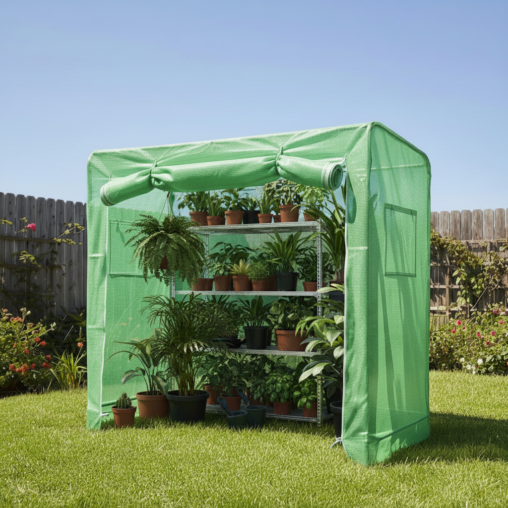 2.5 x 6.56 ft Heavy Duty Metal Frame Outdoor Greenhouse with PE Cover and Zipper Door for Flower and Plant Growth Multi Market World Inc.