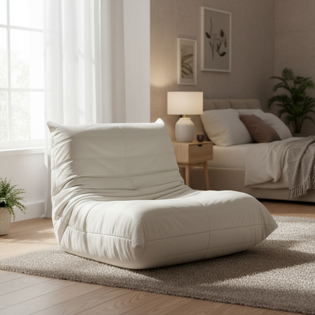 Lazy Sofa, Floor Sofa Chair, Cloud Lounge Chair - Plush White Tufted Floor Sofa Multi Market World Inc.