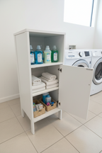 White Freestanding Bathroom Storage Cabinet with Open Shelf & Single Door Multi Market World Inc.
