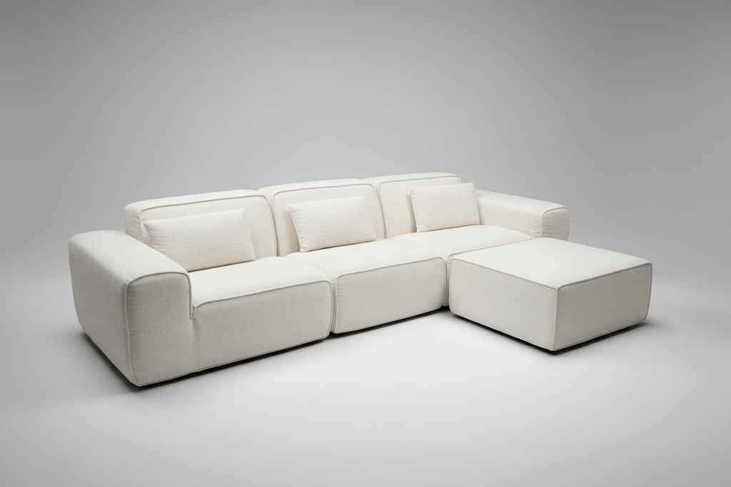 118" 4 Pieces Modular Sectional Boness Sofa with Chaise, No-leg Couch, Dark Grey Multi Market World Inc.