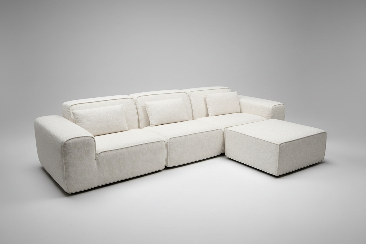 118" 4 Pieces Modular Sectional Boness Sofa with Chaise, No-leg Couch, Dark Grey Multi Market World Inc.