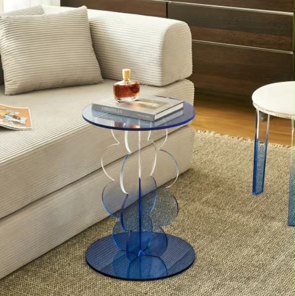 Acrylic Round Side Table 40cm, Clear Amber Accent End Table, 53cm Height for Living Room & Bedroom Multi Market World Inc.