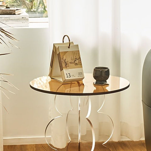 Acrylic Round Side Table 40cm, Clear Amber Accent End Table, 53cm Height for Living Room & Bedroom Multi Market World Inc.