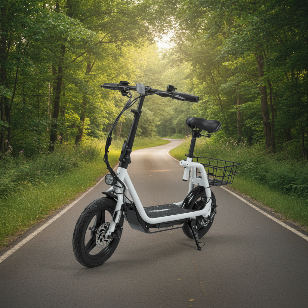Foldable 14" Electric Scooter with Seat & Cargo Basket – Adjustable Height, 750W Motor, 30 km/h, 10.4Ah Battery Multi Market World Inc.