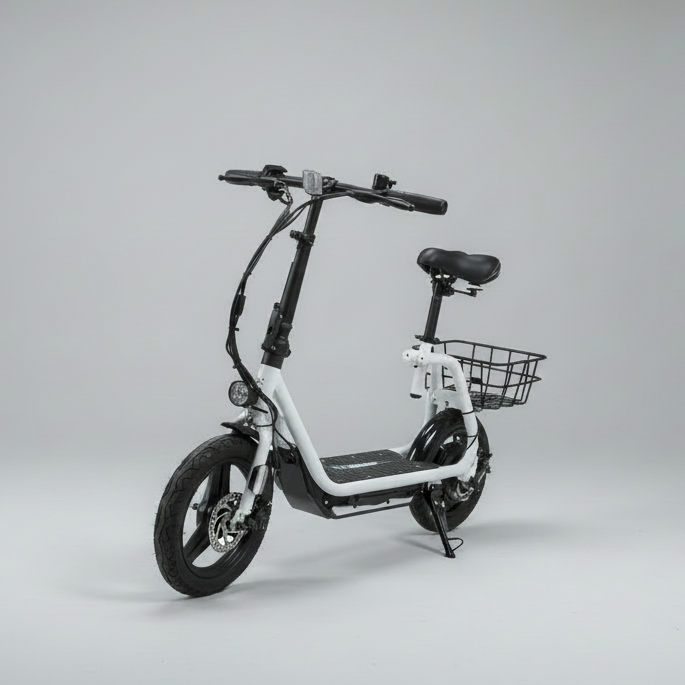 Foldable 14" Electric Scooter with Seat & Cargo Basket – Adjustable Height, 750W Motor, 30 km/h, 10.4Ah Battery Multi Market World Inc.