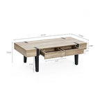 47" Coffee Table with 2 Storage Drawers, Modern Industrial Wood Finish & Black Metal Legs, Natural Oak and Black Multi Market World Inc.