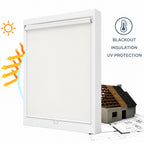Off-White Retractable Thermal Blackout Roller Blind | Thermal Insulating & UV Protection Window Shade (80cm - 120cm) Multi Market World Inc.