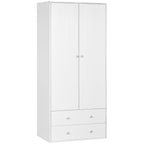 Wardrobe Closet, Armoire with Drawers and Hanging Rail for Bedroom Clothes Storage and Organization, White Multi Market World Inc.
