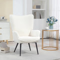 Accent Sherpa Chair, Upholstered Armchair, Fluffy Wingback Chair for Living Room, Reading Room, Cream White Multi Market World Inc.