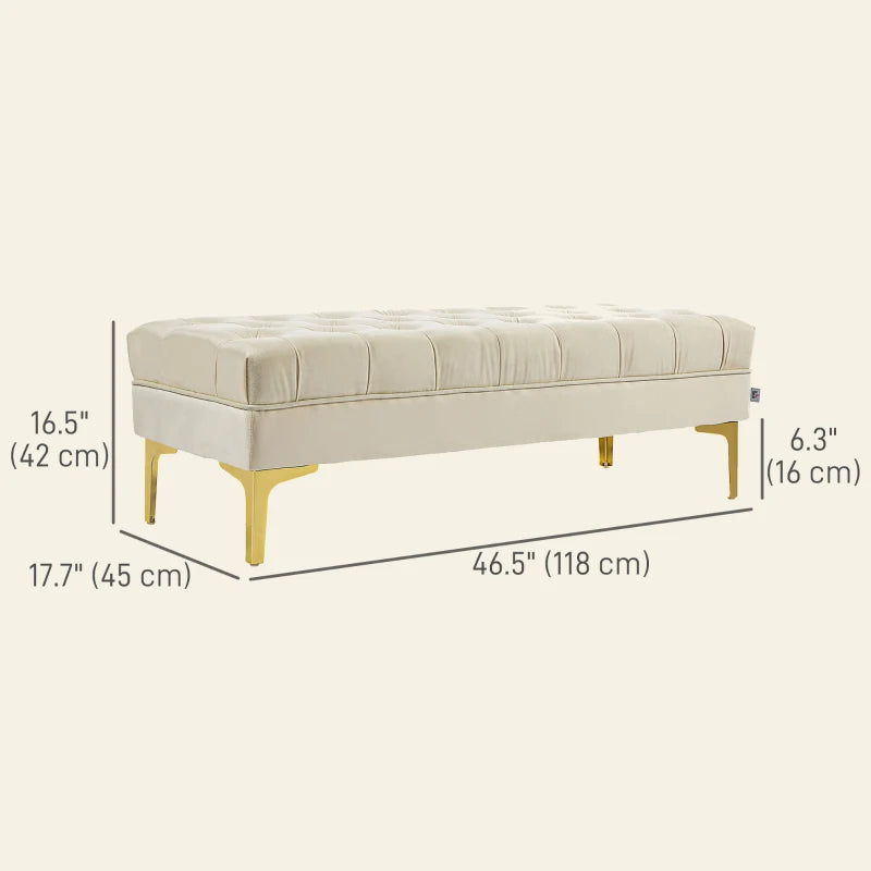 End of Bed Bench, Upholstered Bench, Entryway Shoe Bench with Button Tufted for Living Room, Bedroom, Cream White Multi Market World Inc.