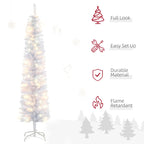 6ft Tall Prelit Pencil Artificial Christmas Tree, Holiday Décor with 395 Realistic Branches, 100 LED Lights, Foldable Metal Base, White Multi Market World Inc.