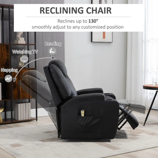 Electric Power Lift Recliner Chair with Pocket Spring and Side Pockets - Grey Faux Leather