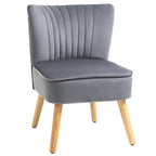 Velvet Armless Chair, Modern Accent Chair for Living Room with Wood Legs and Thick Padding, Grey Multi Market World Inc.