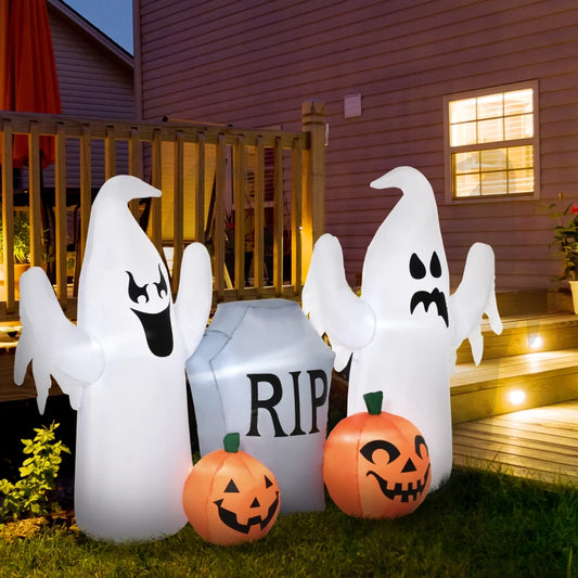 4ft Light-Up Halloween Inflatable: Spooky Ghosts, Tombstone & Pumpkin