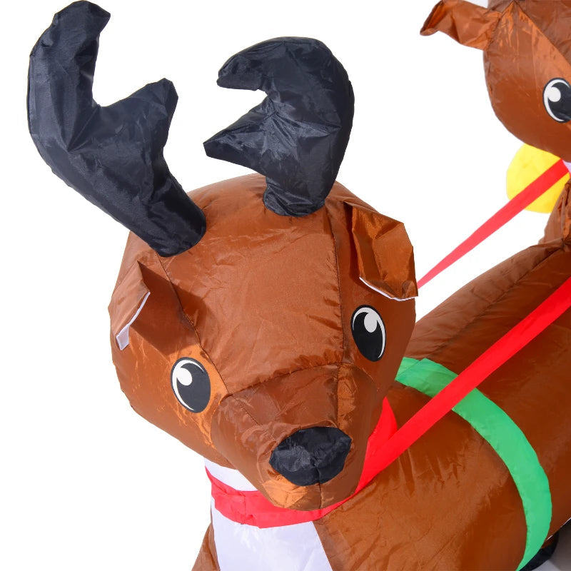 7' Inflatable Christmas Santa in Sleigh Reindeer LED Lighted Decoration Multi Market World Inc.
