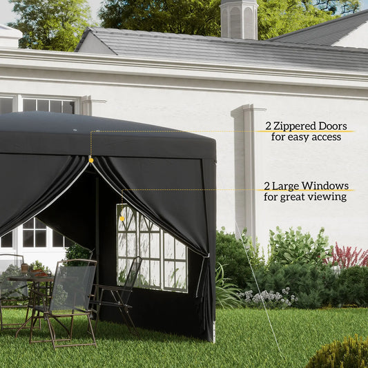 10x10 Pop-Up Canopy Tent with Sidewalls & Mesh Screens