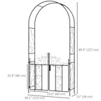 Metal Garden Arch with Gate, Garden Arbor Trellis for Climbing Plants, Roses, Vines, Wedding Arch, Black Multi Market World Inc.