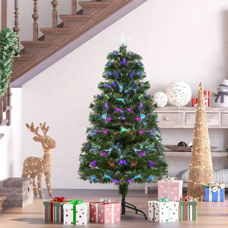 4ft Pre-Lit Optic Fiber Xmas Tree Artificial Spruce Tree Top Star Multi Market World Inc.