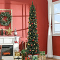7.5FT Artificial Snow Dipped Christmas Tree Xmas Pencil Tree Holiday Home Indoor Decoration with Foldable Black Stand, Green Multi Market World Inc.