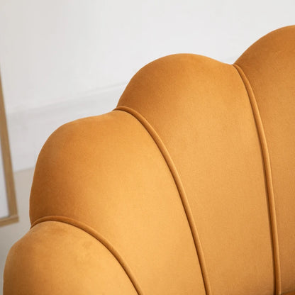 Modern Accent Chair, Velvet-Touch Fabric Leisure Club Chair with Gold Metal Legs for Bedroom, Yellow