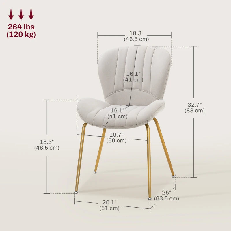 Dining Chairs Set of 4, Modern Accent Chair with Cushioned Backrest, Upholstery for Living Room, Cream White Multi Market World Inc.