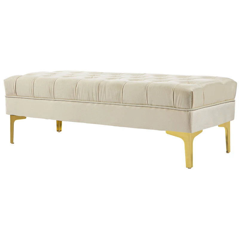 End of Bed Bench, Upholstered Bench, Entryway Shoe Bench with Button Tufted for Living Room, Bedroom, Cream White Multi Market World Inc.