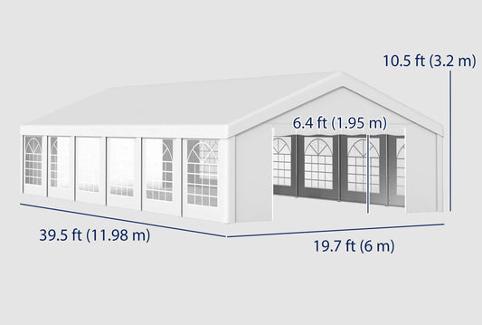 20' x 40' Party Tent – Outdoor Canopy with 12 Removable Window Sidewalls for Events, Weddings, BBQs & More