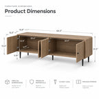 Wooden sideboard with dimensions labeled on a white background