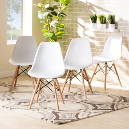 Set of 4 Modern Eiffel Dining Chairs – Wood Legs & Metal Support Frame Multi Market World Inc.