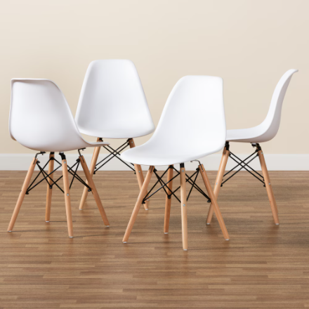 Set of 4 Modern Eiffel Dining Chairs – Wood Legs & Metal Support Frame Multi Market World Inc.