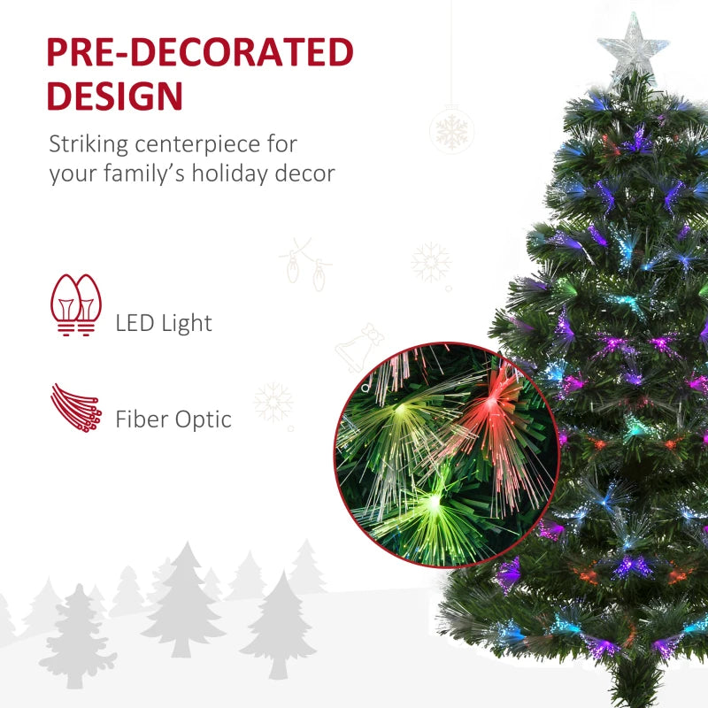 4ft Pre-Lit Optic Fiber Xmas Tree Artificial Spruce Tree Top Star Multi Market World Inc.