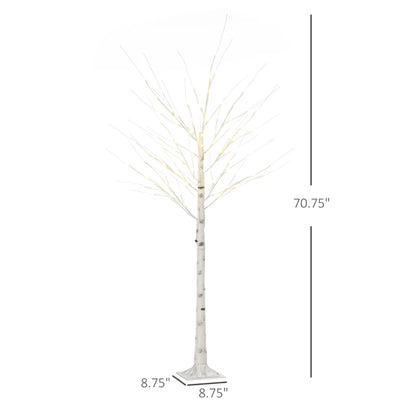 6 ft Artificial Birch Tree Light with Pre-Lit LED Light for Home Party, Indoor and Covered Outdoor Use 5