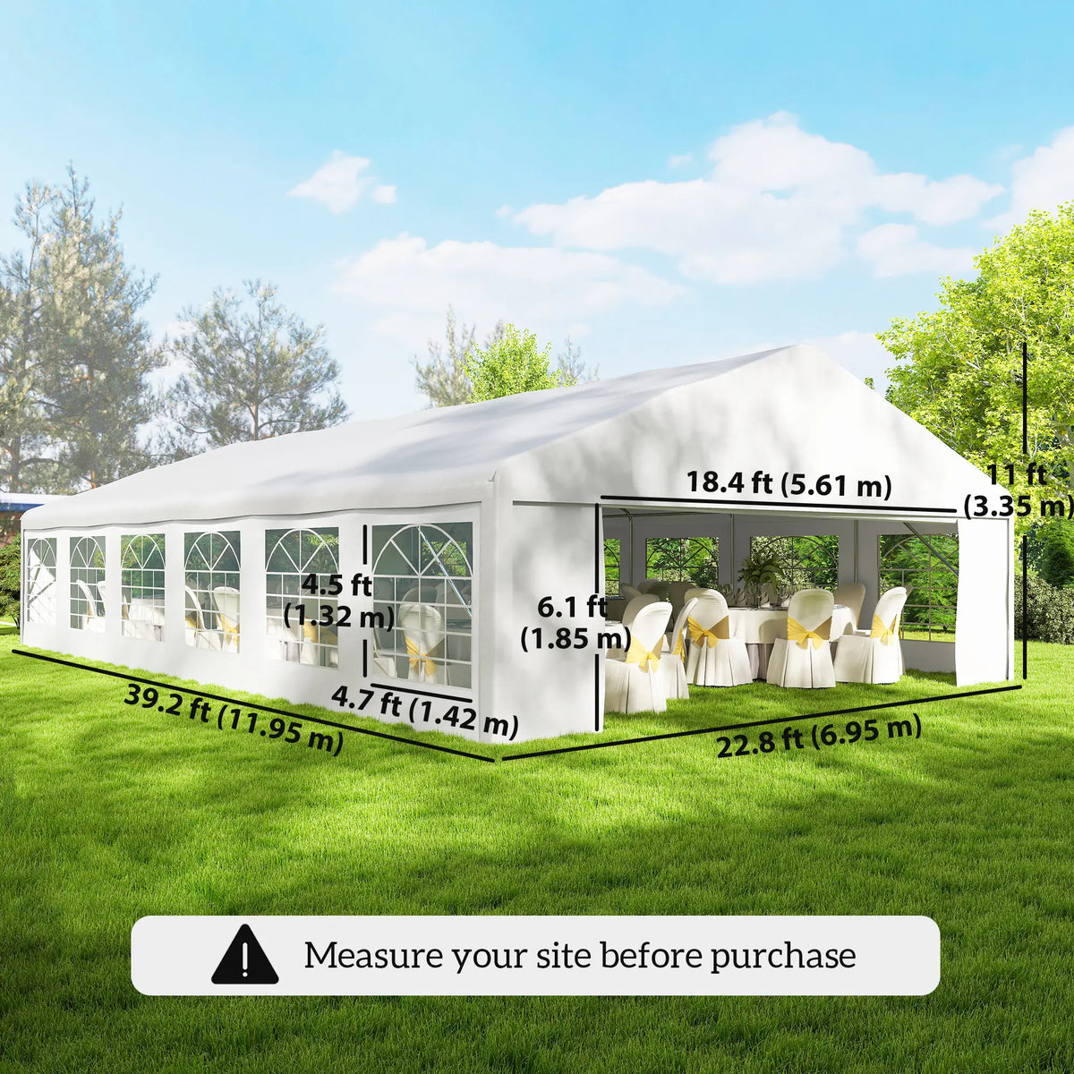 Large Outdoor Event Party Tent – 23' x 39' Commercial Wedding Canopy with Clear Church Windows Multi Market World Inc.