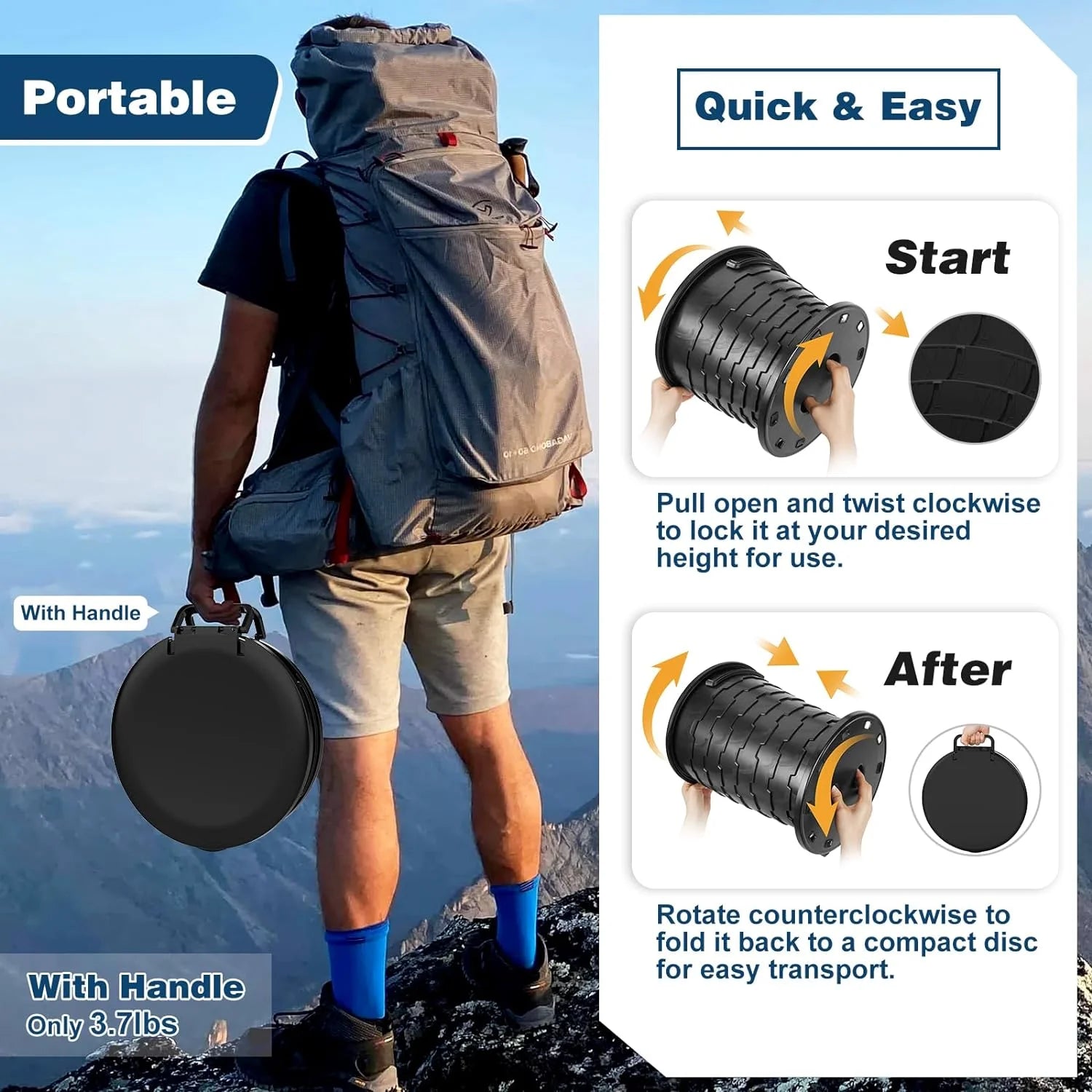 Portable Folding Toilet – Multi-Functional Retractable Camping Commode with Toilet Paper Holder Multi Market World Inc.