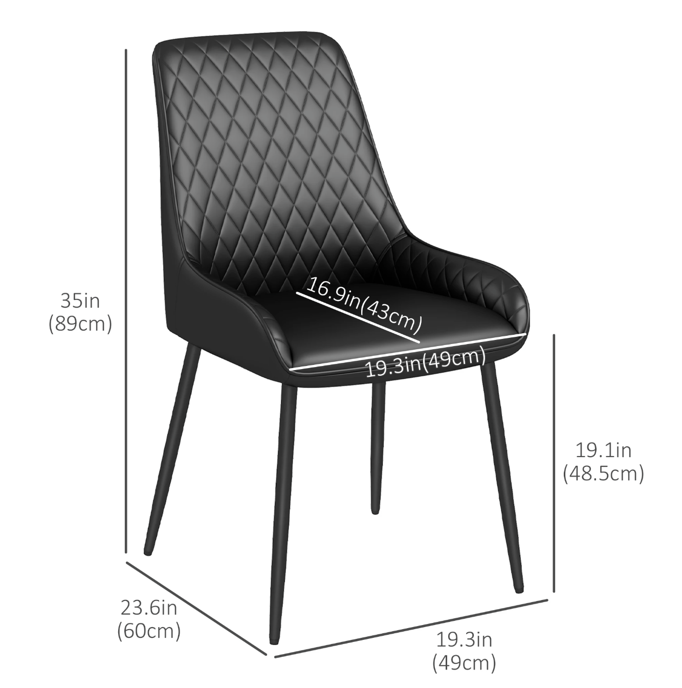 Modern PU Leather Dining Chairs with Steel Legs – Tufted High Back Design (Single)