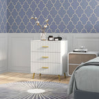 3 Drawer Cabinet, Drawer Chest for Bedroom, Chest of Drawers with Aluminium Legs and Gold Handles, White Multi Market World Inc.