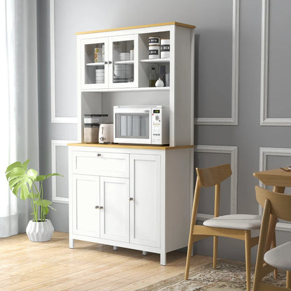 5-Door Kitchen Pantry Cabinet, Freestanding Storage Cabinet Cupboard with Adjustable Shelves, 71"