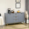 Sideboard Storage Cabinet with 3 Drawers, Adjustable Shelves and Doors, Kitchen Buffet Cabinet for Dining Room, Grey Multi Market World Inc.